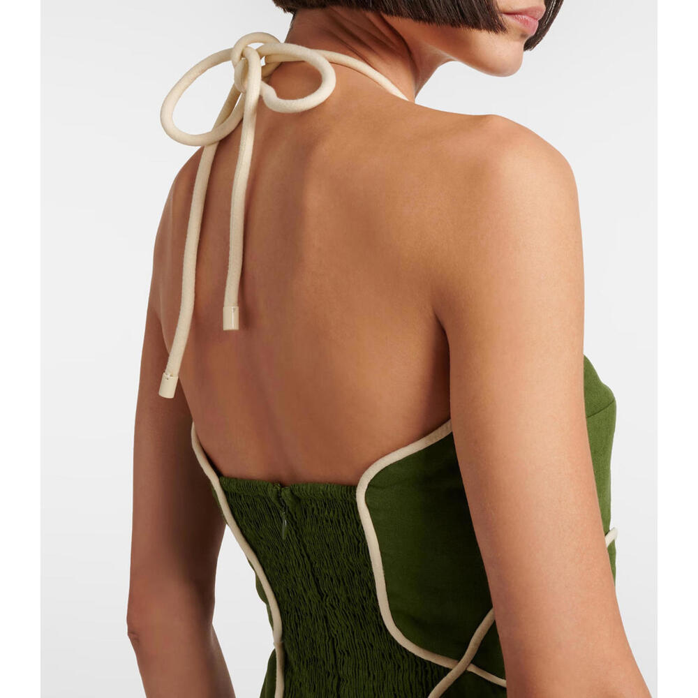 NEW, Farm Rio Asymmetric Neck Mini Dress in Green Sz L #MD1390 - Picture 5 of 10